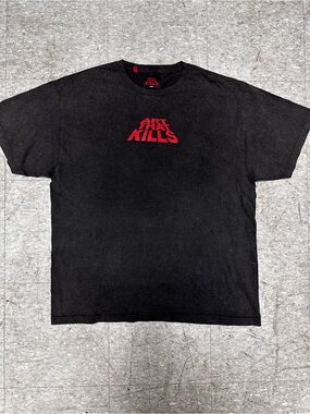 Black Short-Sleeve Crewneck T-Shirt - Red Logo